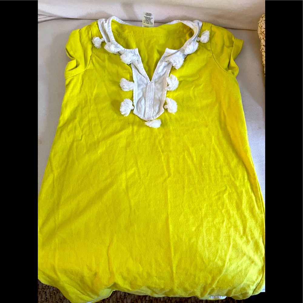 Crewcuts bright yellow with white tassel dress